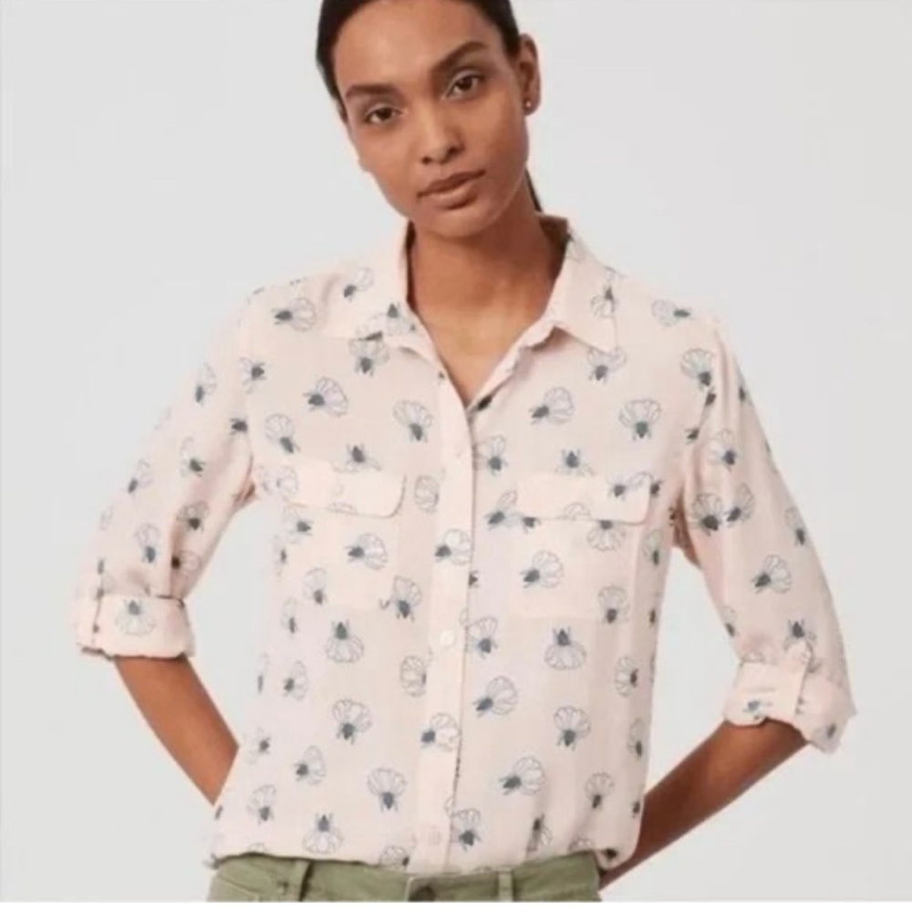 Loft pink pattern blouse size small